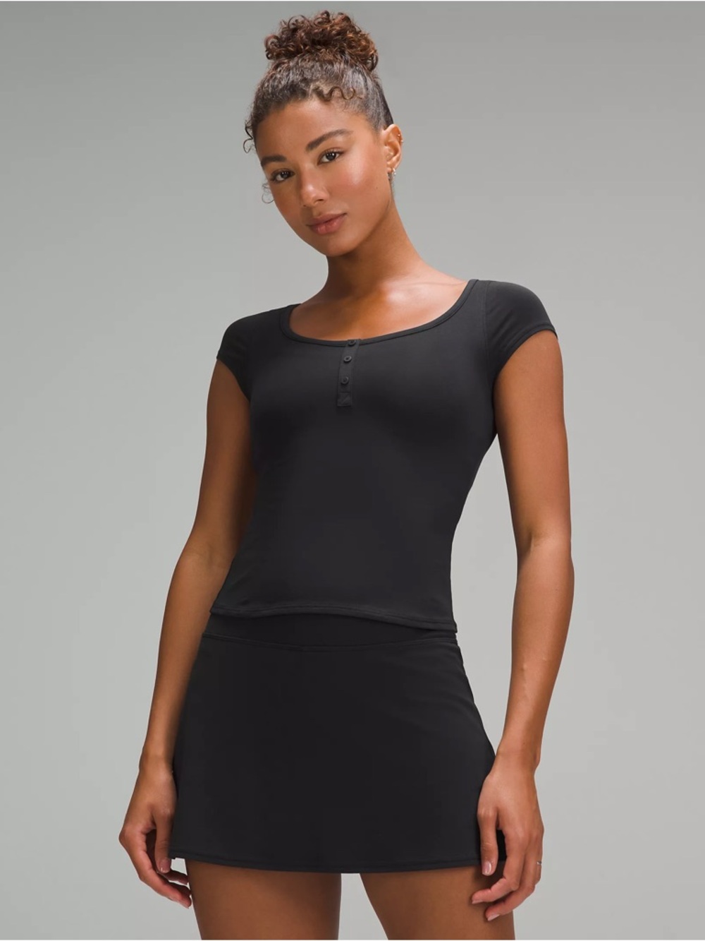 lululemon athletica Black Short Sleeve Henley Tee